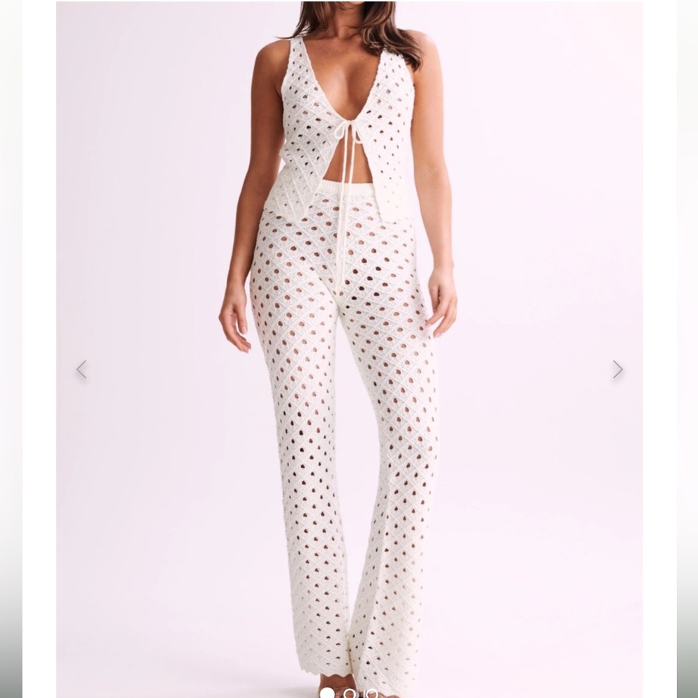 Meshki White Crochet Tie-Front Jumpsuit Coverup